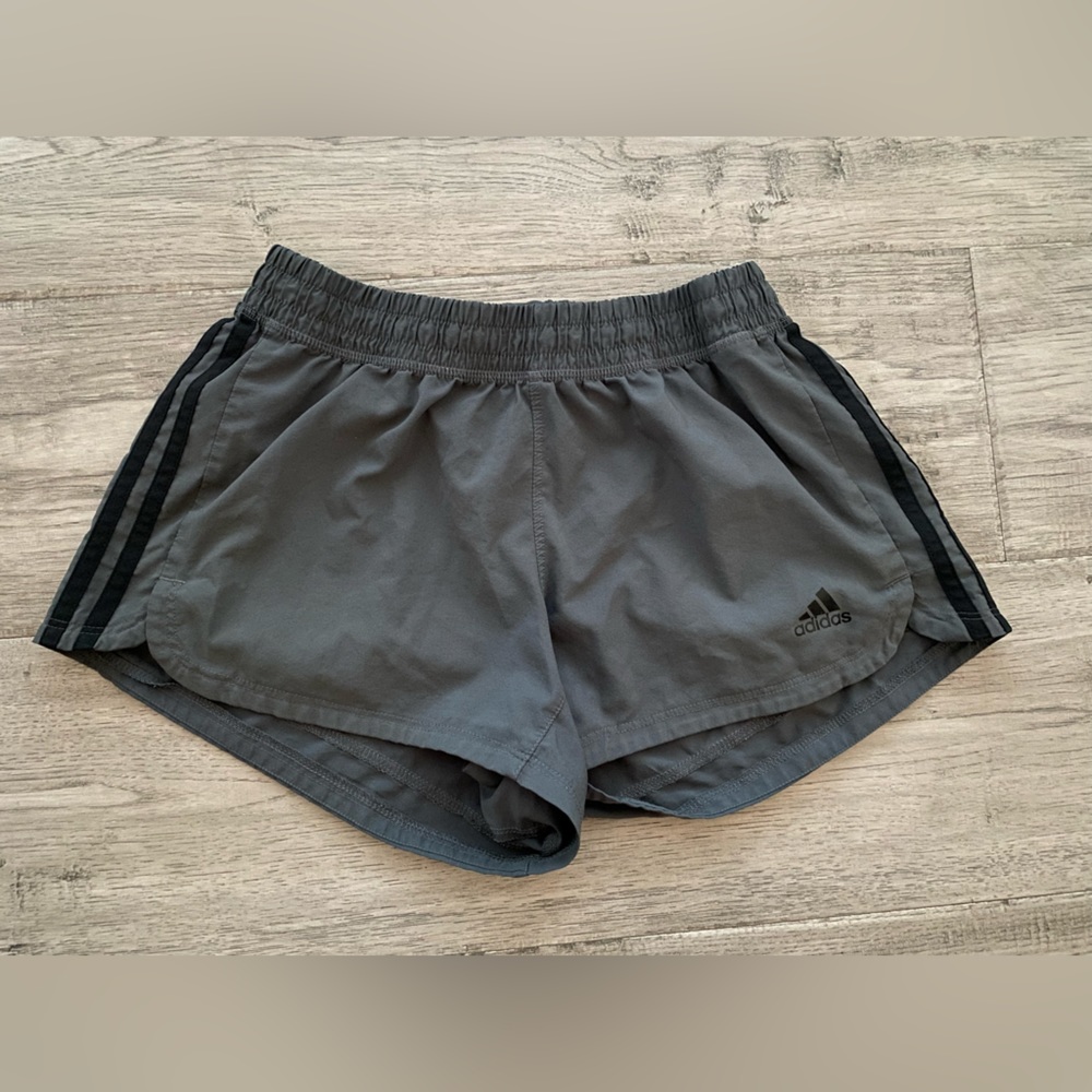 Black/Gray Adidas Women's 3-Stripes Pacer Woven Athletic Shorts